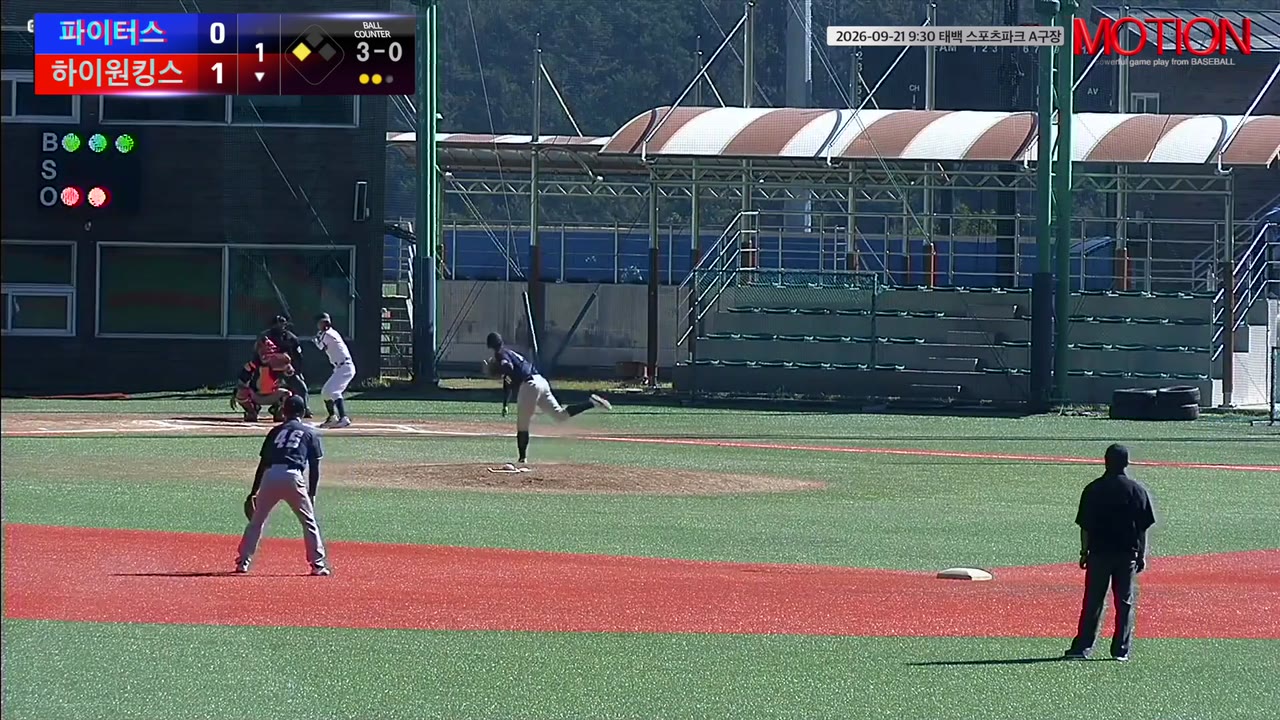 김민수(20번, 하이원킹스) 볼넷 클립 | vs 파이터스 | 9/21 (태백 스포츠파크 A구장)