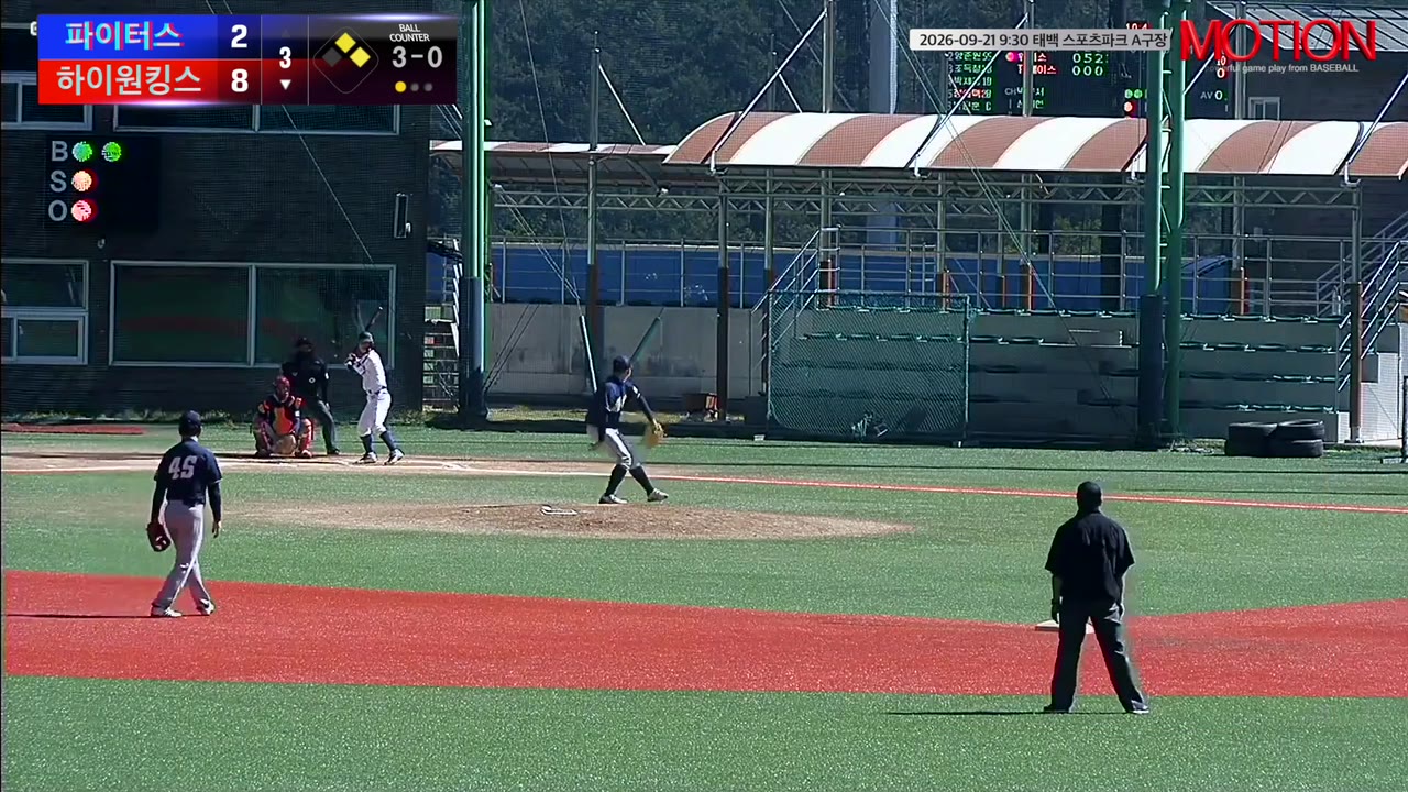 김민수(20번, 하이원킹스) 2루타 클립 | vs 파이터스 | 9/21 (태백 스포츠파크 A구장)