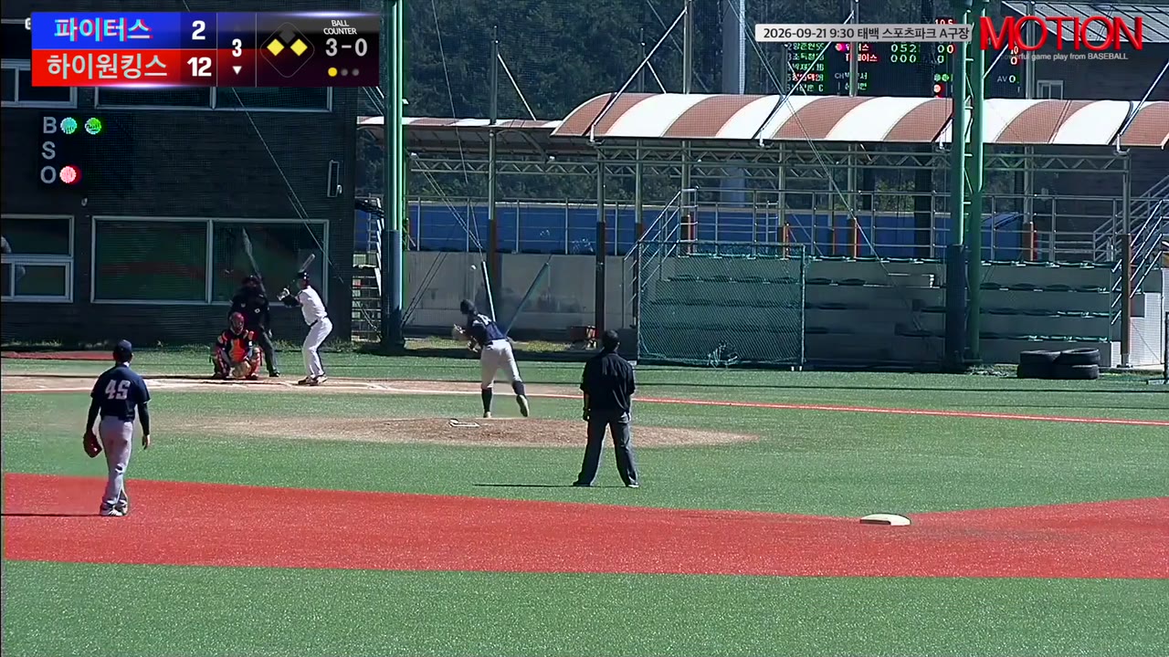 김성태(45번, 하이원킹스) 1루타 클립 | vs 파이터스 | 9/21 (태백 스포츠파크 A구장)