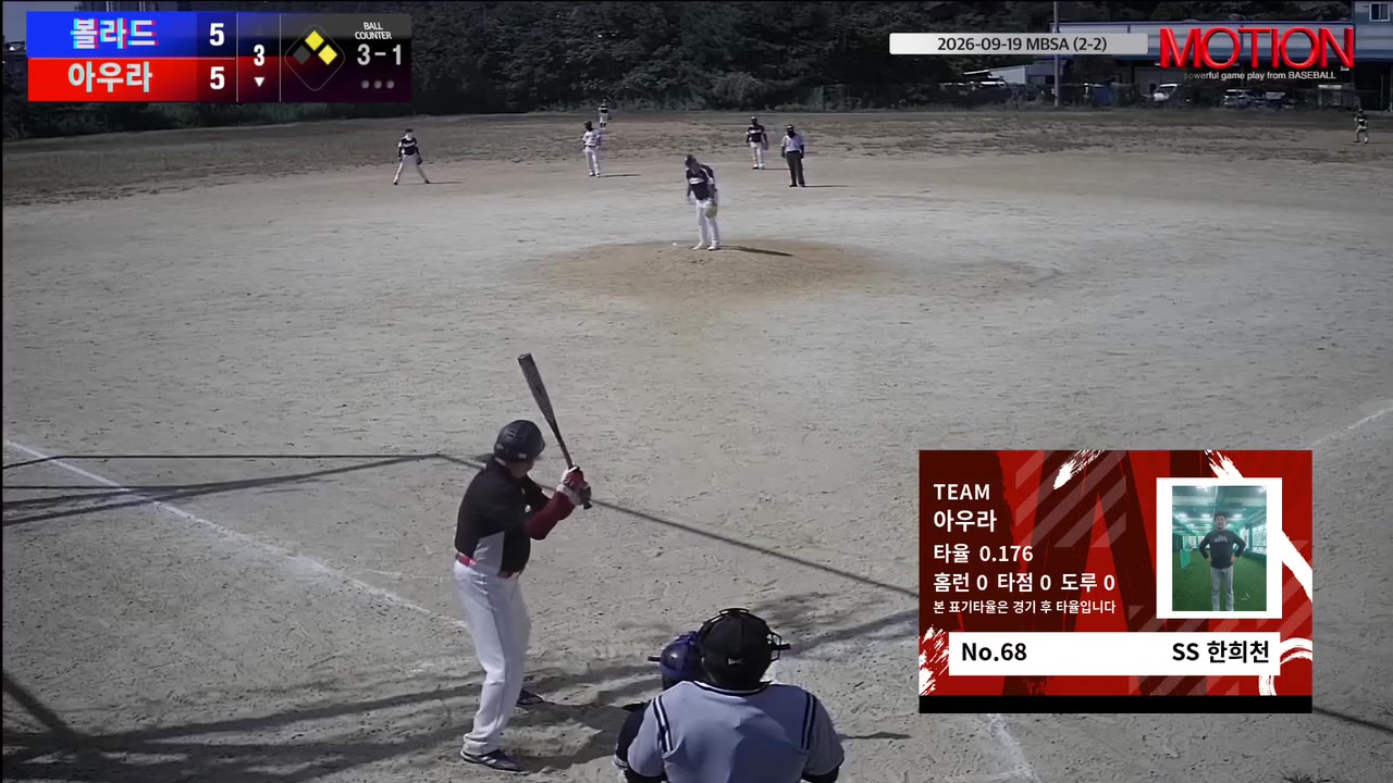 한희천(68번, 아우라) 실책 클립 | vs 볼라드 | 9/19 (2구장)