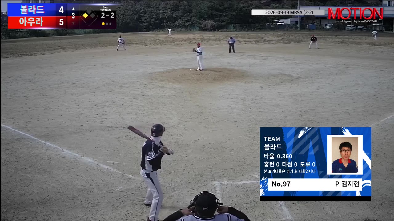 김지현(97번, 볼라드) 1루타 클립 | vs 아우라 | 9/19 (2구장)