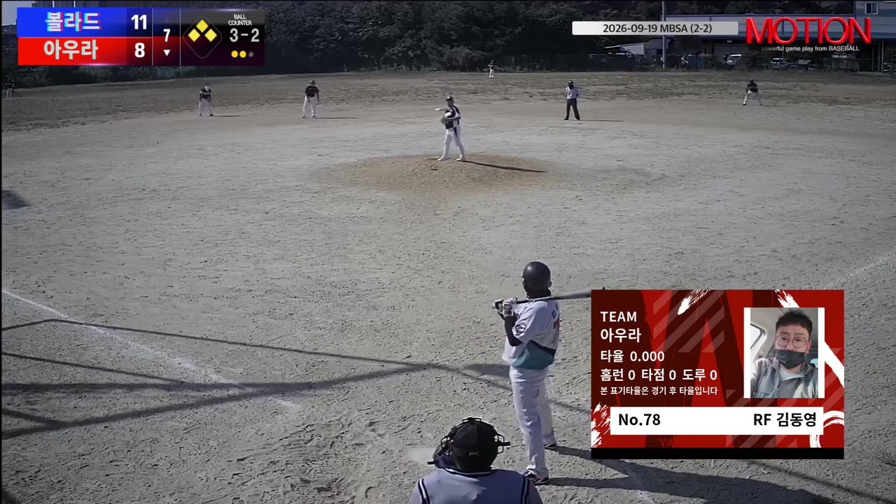김동영(78번, 아우라) 사구 클립 | vs 볼라드 | 9/19 (2구장)