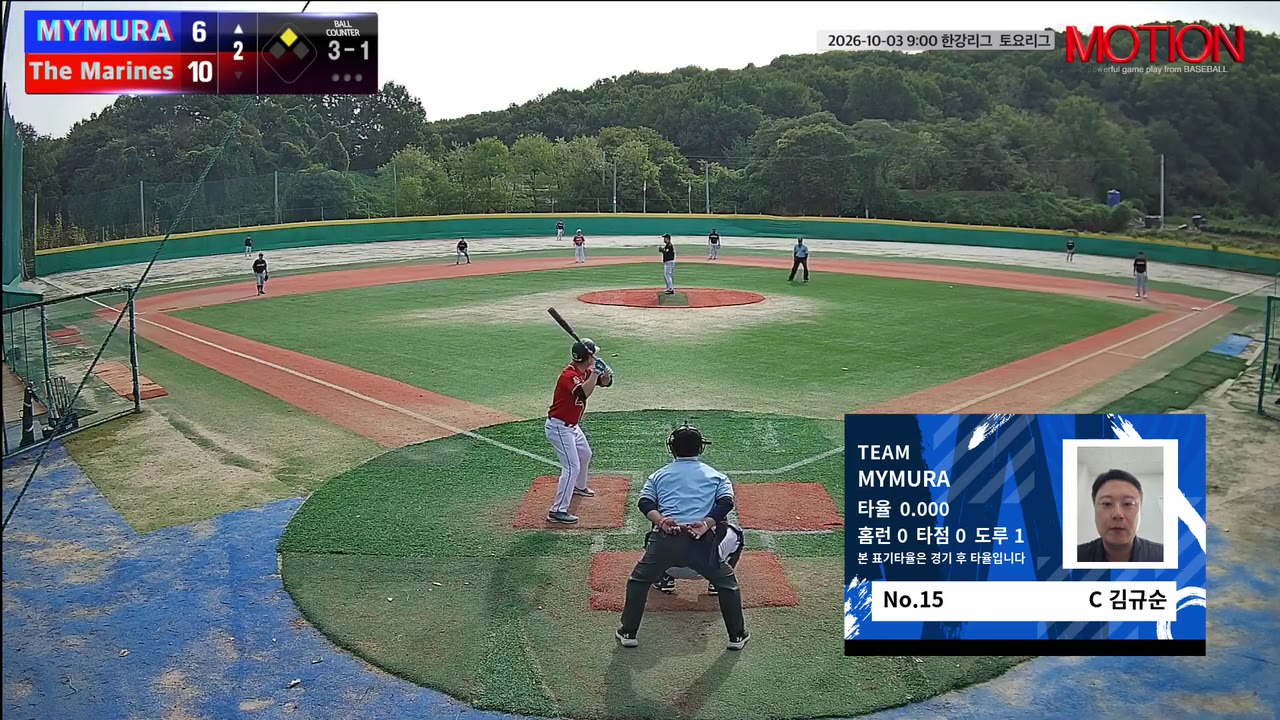 김규순(15번, MYMURA) 볼넷 클립 | vs The Marines | 10/3 (고촌 야구장)