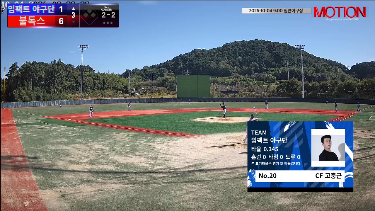 고충근(20번, 임팩트 야구단) 실책 클립 | vs 불독스 | 10/4 (필연야구장)