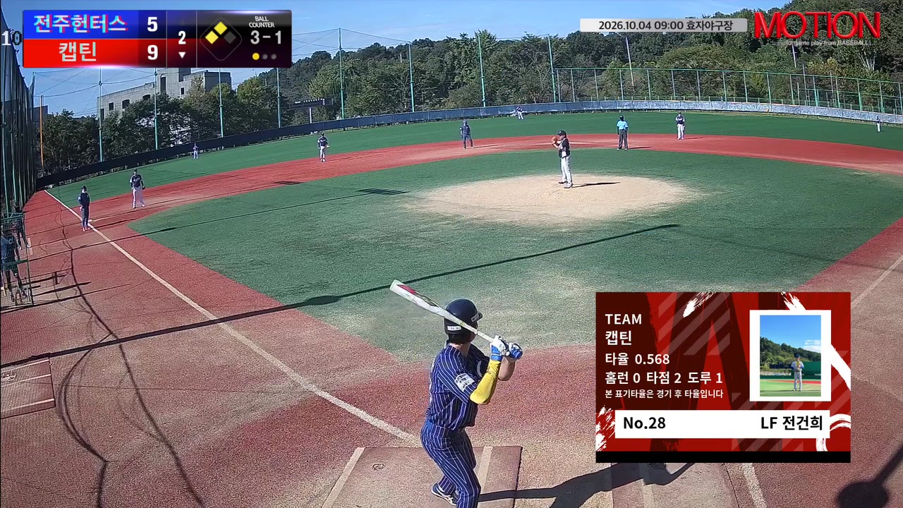 전건희(28번, 캡틴) 볼넷 클립 | vs 전주헌터스 | 10/4 (효자야구장)
