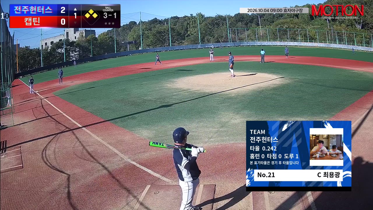 최용광(21번, 전주헌터스) 볼넷 클립 | vs 캡틴 | 10/4 (효자야구장)