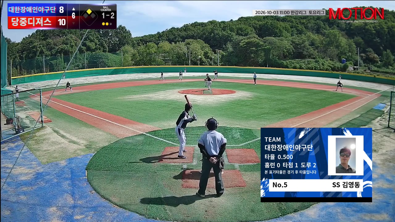 김영동(5번, 대한장애인야구단) 1루타 클립 | vs 당중디져스 | 10/3 (고촌 야구장)