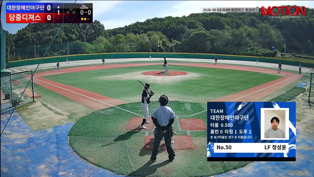 정성윤(50번, 대한장애인야구단) 1루타 클립 | vs 당중디져스 | 10/3 (고촌 야구장)
