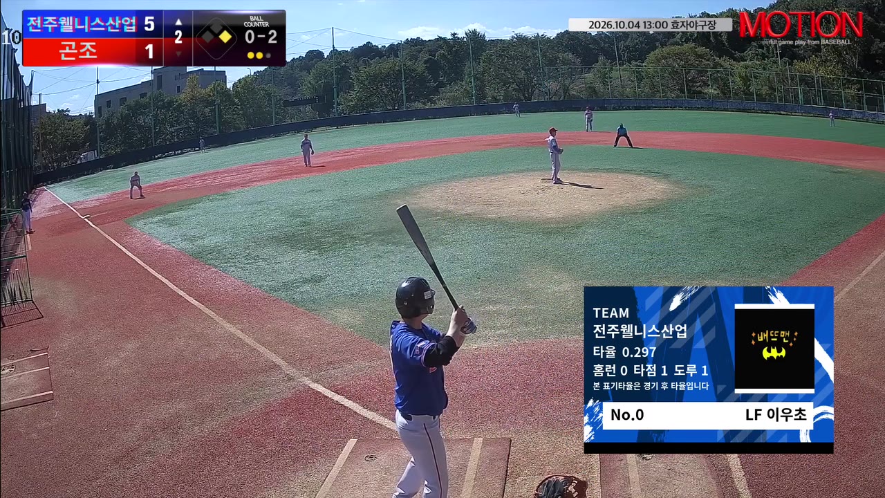 이우초(0번, 전주웰니스산업) 1루타 클립 | vs 곤조 | 10/4 (효자야구장)