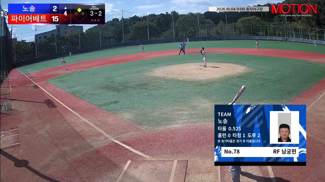 남궁헌(78번, 노송) 볼넷 클립 | vs 파이어배트 | 10/4 (효자야구장)