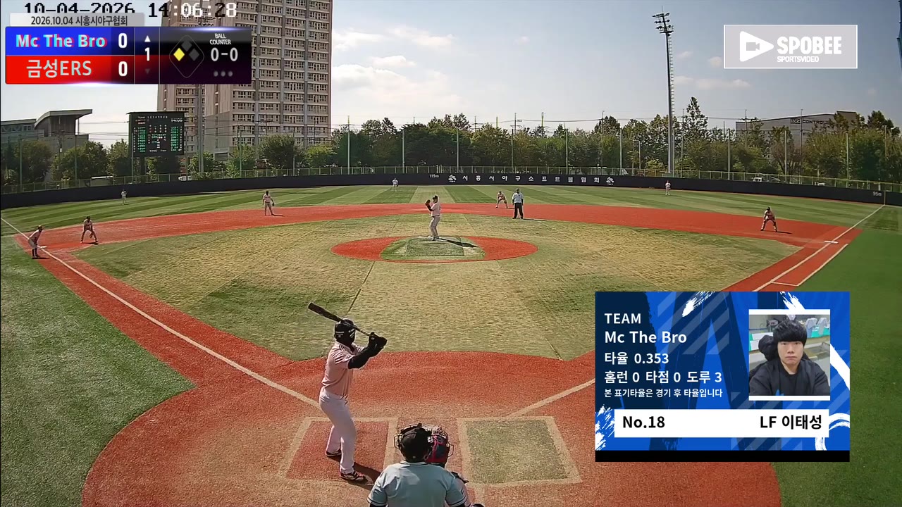 이태성(18번, Mc The Bro) 볼넷 클립 | vs 금성ERS | 10/4 (소망야구장)