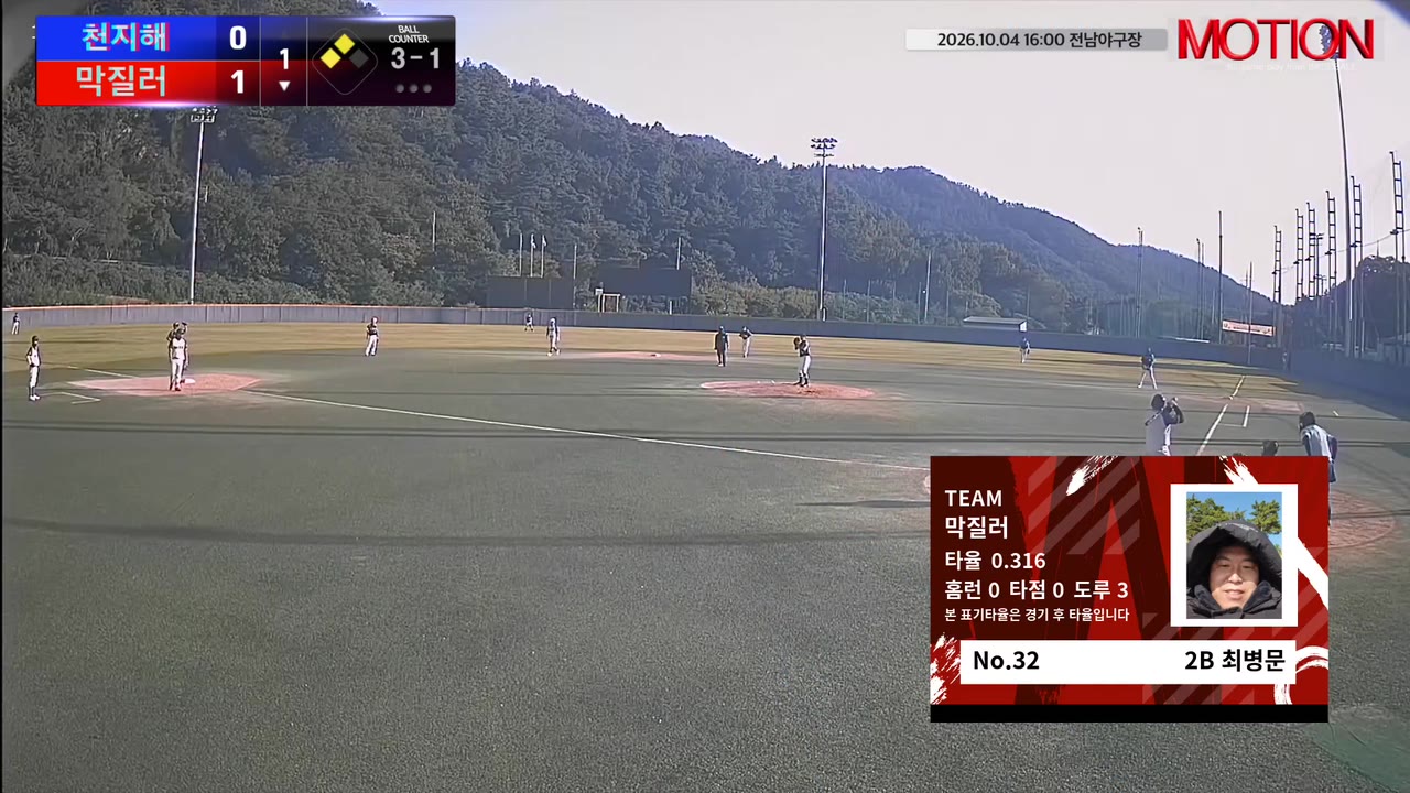 최병문(32번, 막질러) 볼넷 클립 | vs 천지해 | 10/4 (전남야구장)