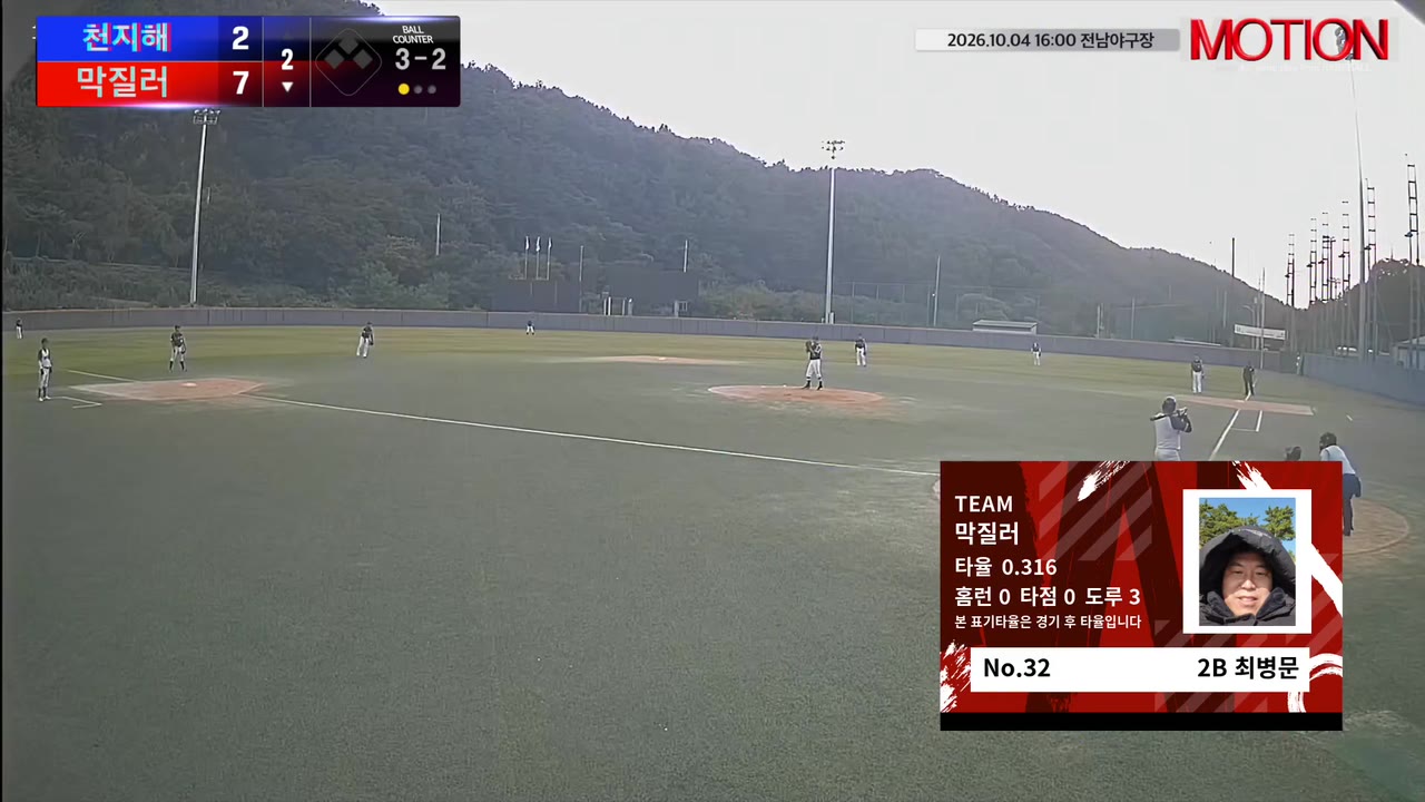 최병문(32번, 막질러) 볼넷 클립 | vs 천지해 | 10/4 (전남야구장)