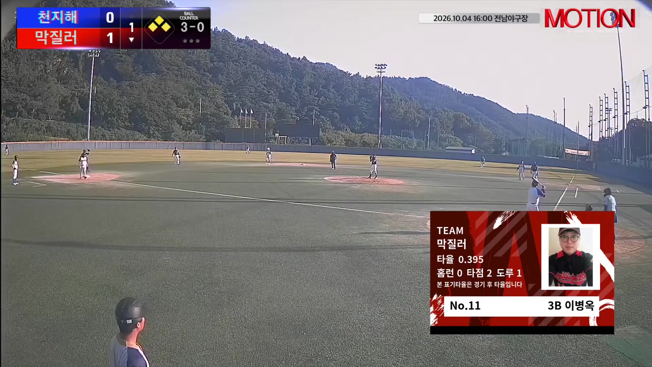 이병옥(11번, 막질러) 볼넷 클립 | vs 천지해 | 10/4 (전남야구장)