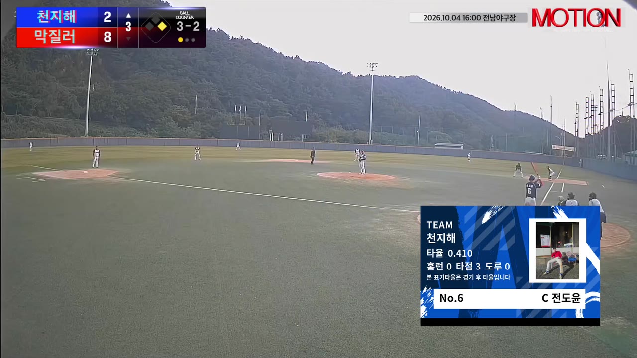 전도윤(6번, 천지해) 2루타 클립 | vs 막질러 | 10/4 (전남야구장)