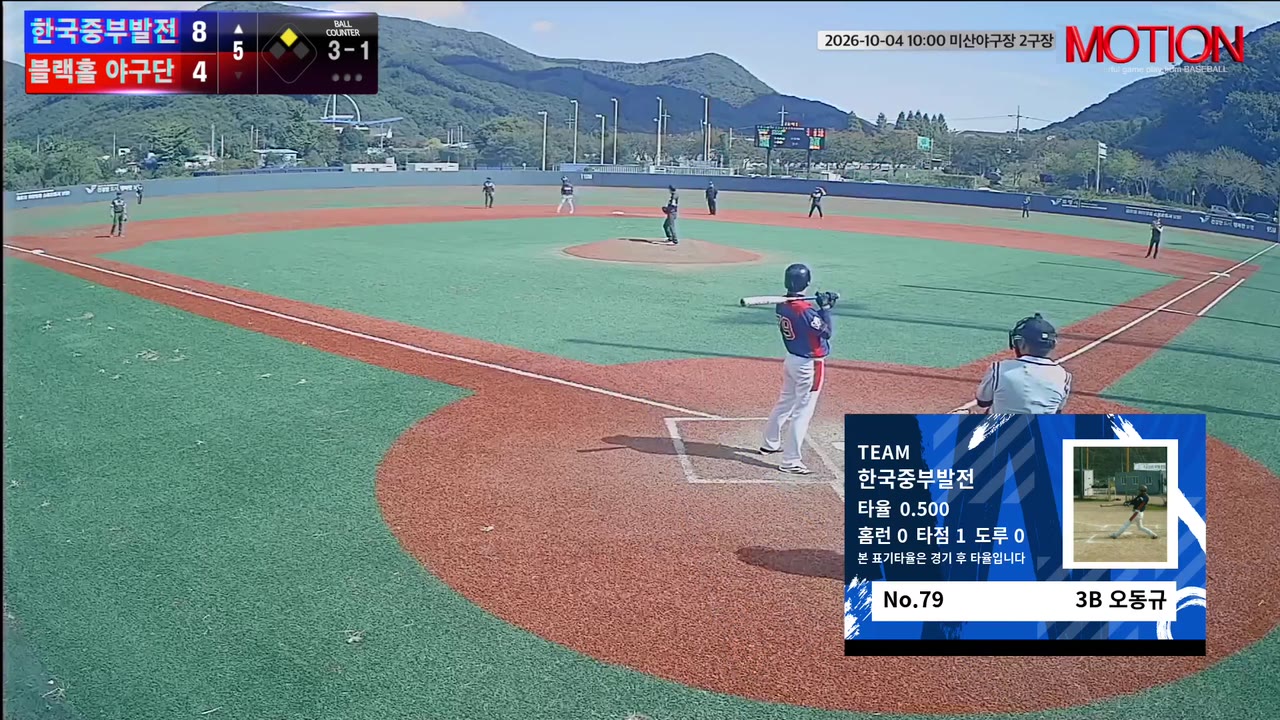 오동규(79번, 한국중부발전) 볼넷 클립 | vs 블랙홀 야구단 | 10/4 (미산야구장 2구장)