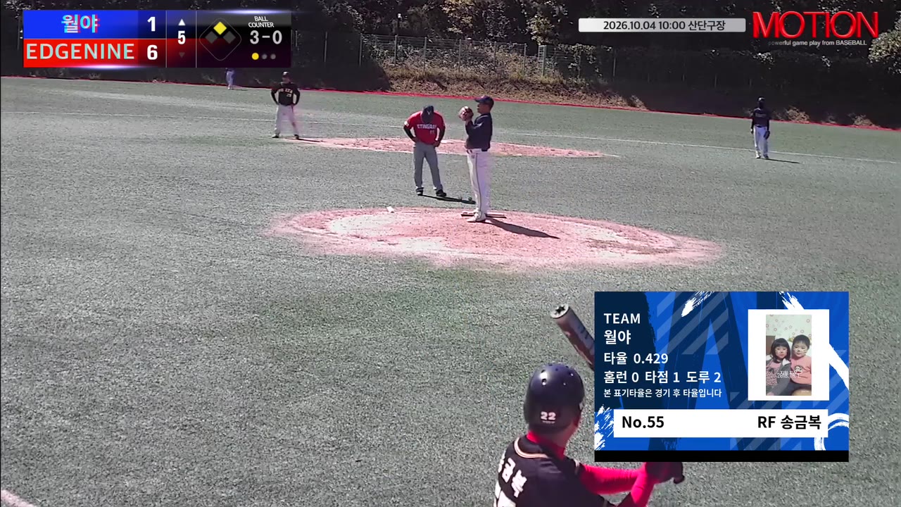 송금복(55번, 월야) 1루타 클립 | vs EDGENINE | 10/4 (산단구장)