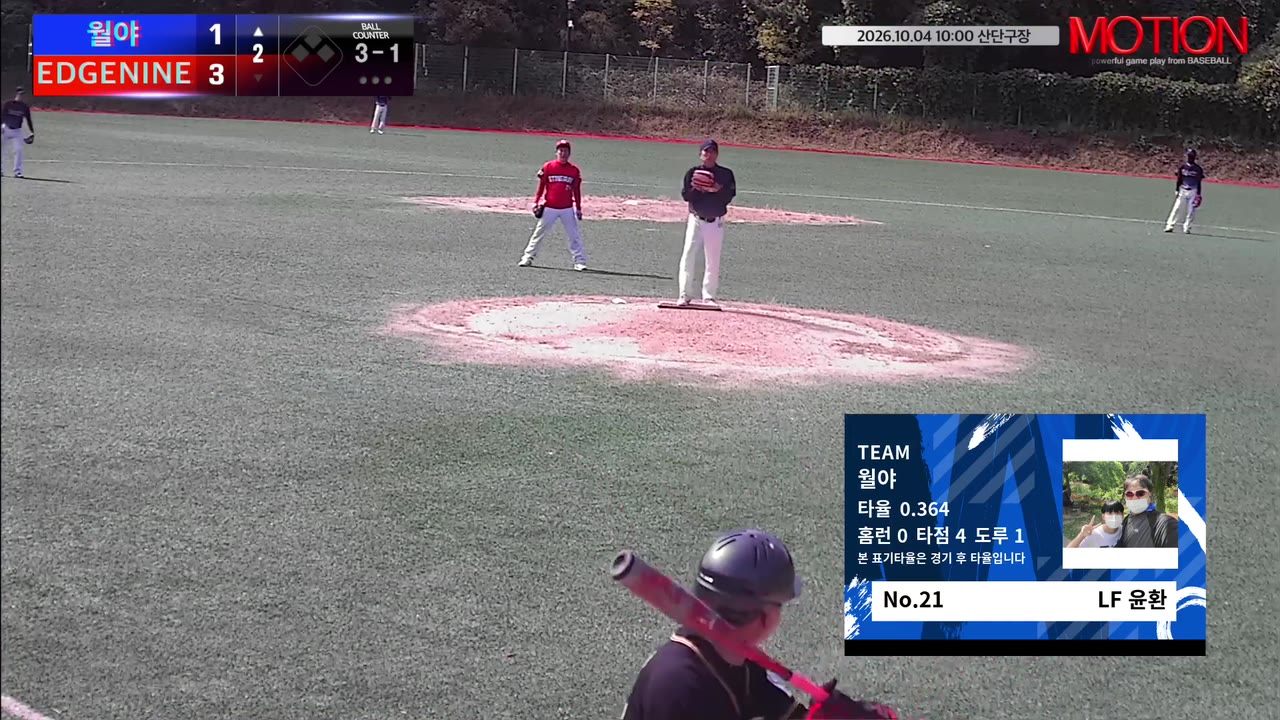 윤환(21번, 월야) 볼넷 클립 | vs EDGENINE | 10/4 (산단구장)