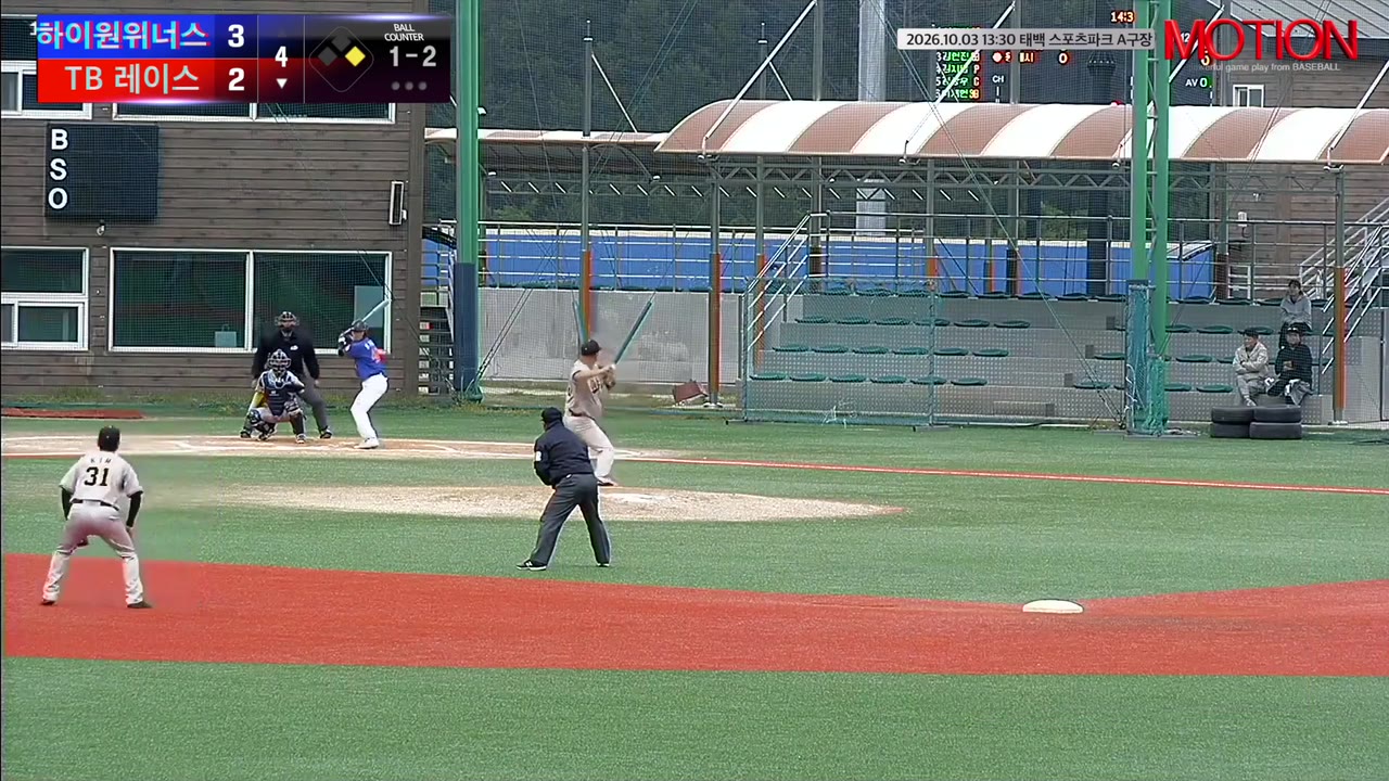 김민재(40번, TB 레이스) 3루타 클립 | vs 하이원위너스 | 10/3 (태백 스포츠파크 A구장)