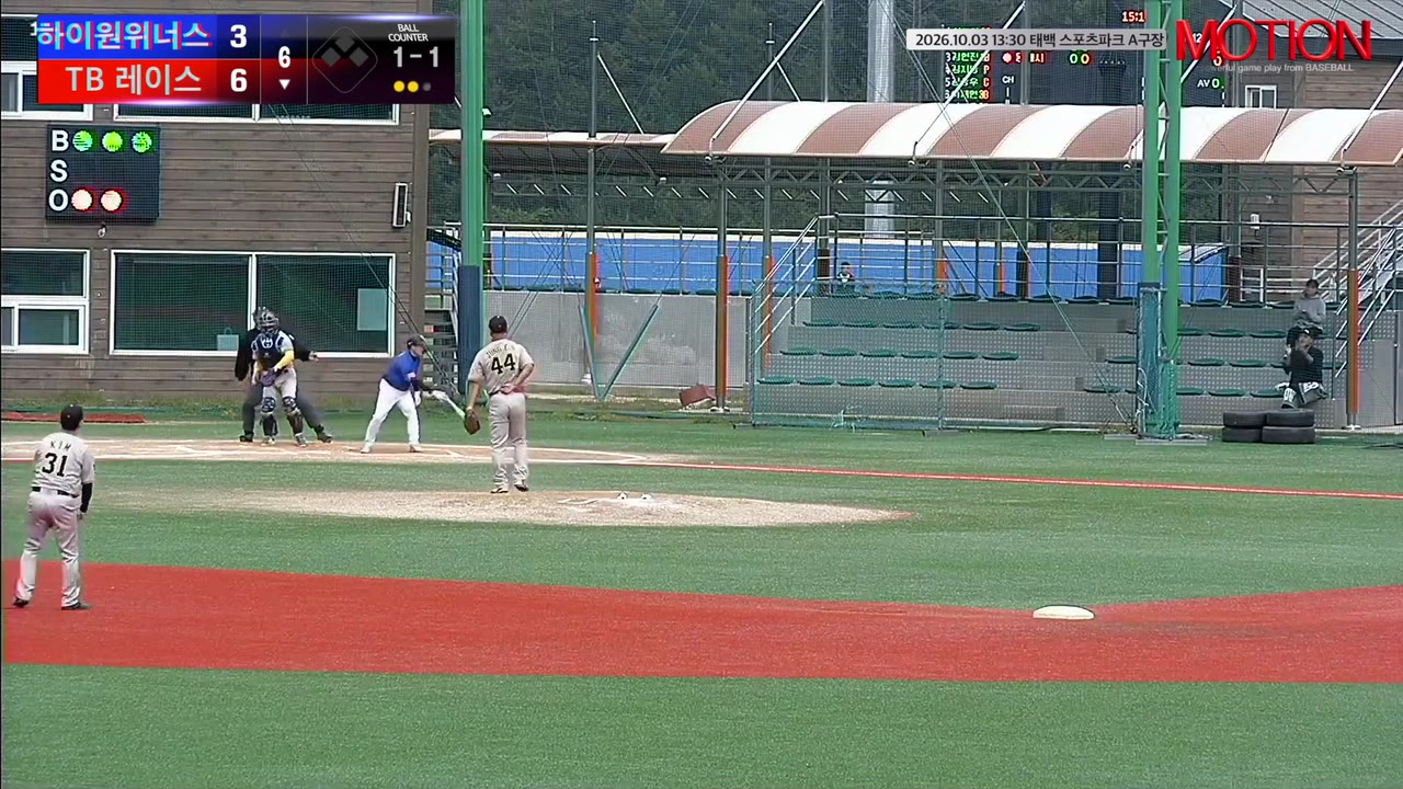최유명(54번, TB 레이스) 볼넷 클립 | vs 하이원위너스 | 10/3 (태백 스포츠파크 A구장)