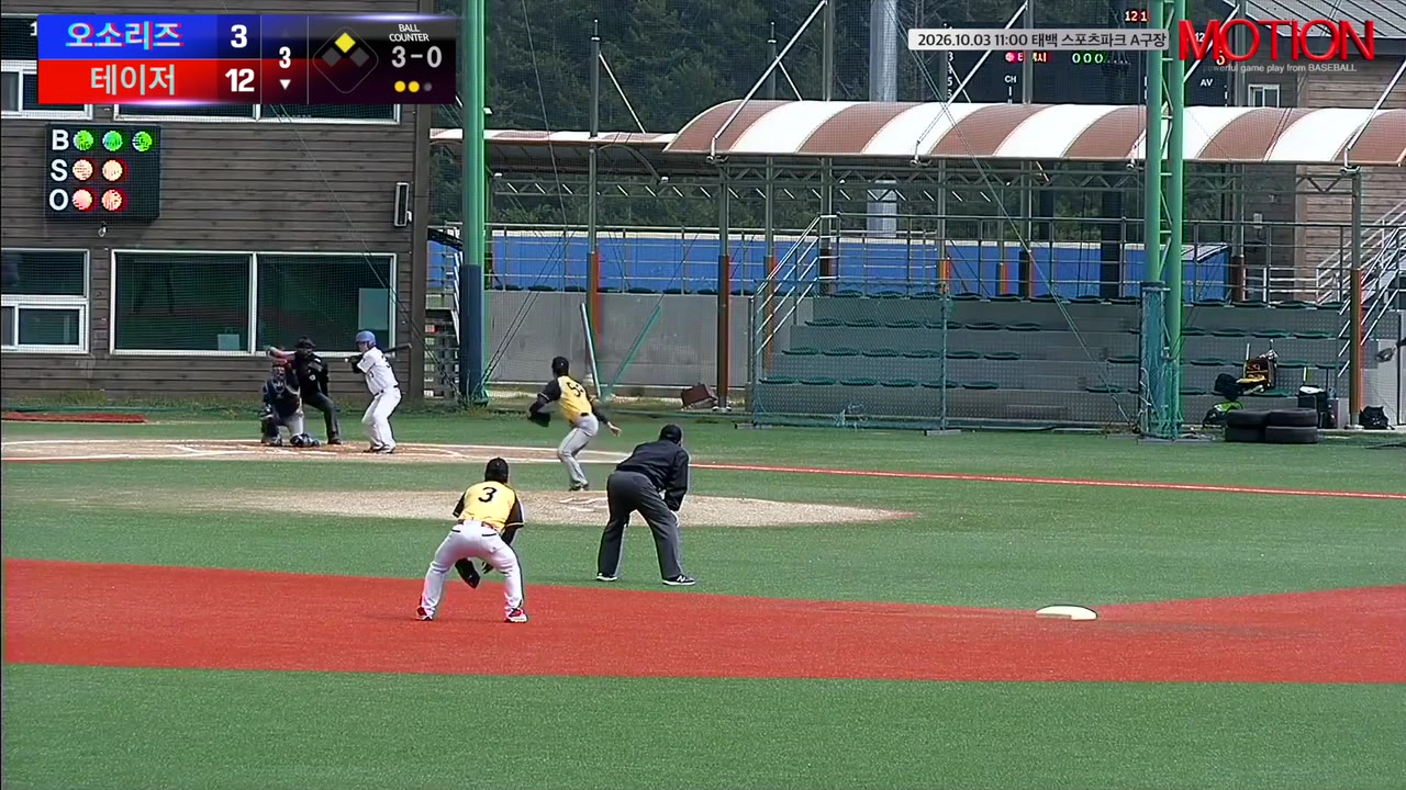 백승국(33번, 테이저) 볼넷 클립 | vs 오소리즈 | 10/3 (태백 스포츠파크 A구장)