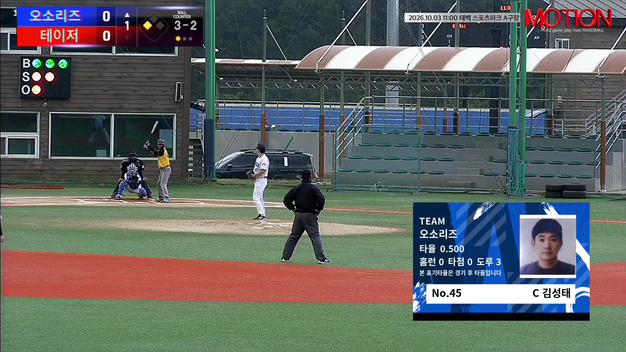 김성태(45번, 오소리즈) 실책 클립 | vs 테이저 | 10/3 (태백 스포츠파크 A구장)