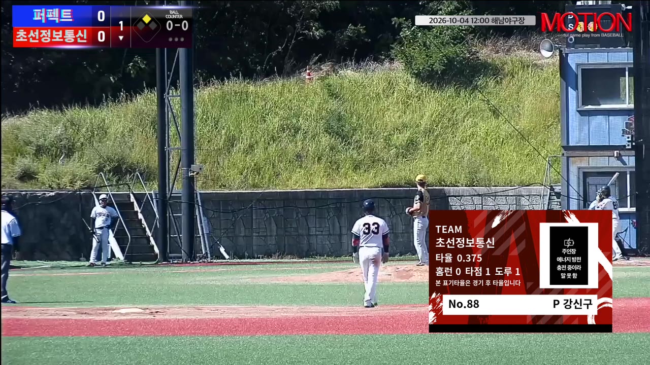 강신구(88번, 초선정보통신) 사구 클립 | vs 퍼펙트 | 10/4 (해남야구장)