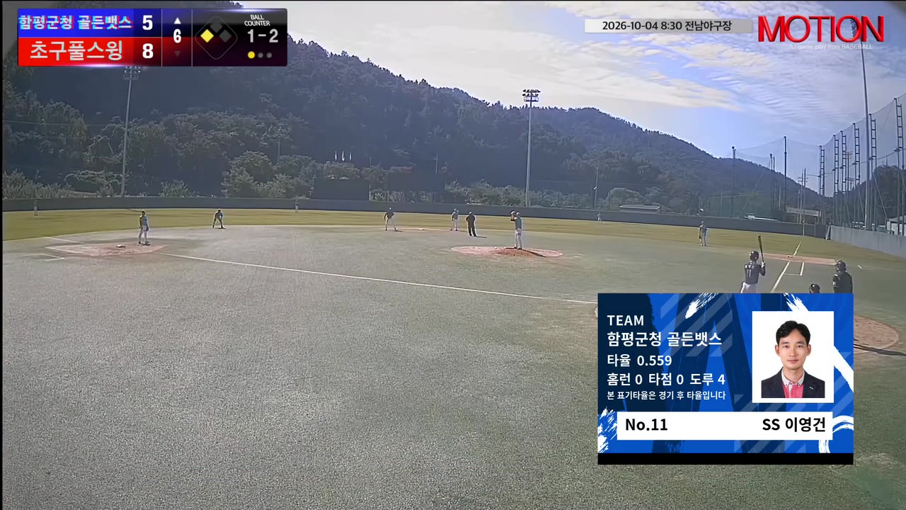 이영건(11번, 함평군청 골든뱃스) 실책 클립 | vs 초구풀스윙 | 10/4 (전남야구장)