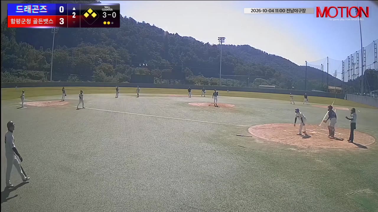 하민진(43번, 드래곤즈) 볼넷 클립 | vs 함평군청 골든뱃스 | 10/4 (전남야구장)