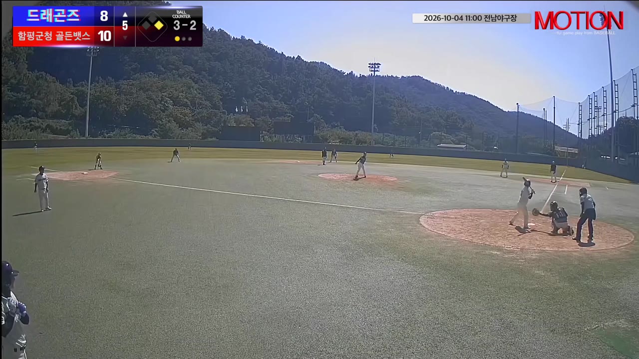 김지오(11번, 드래곤즈) 사구 클립 | vs 함평군청 골든뱃스 | 10/4 (전남야구장)
