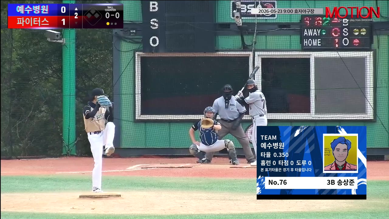 송상준(76번, 예수병원) 1루타 클립 | vs 파이터스 | 10/3 (효자야구장)