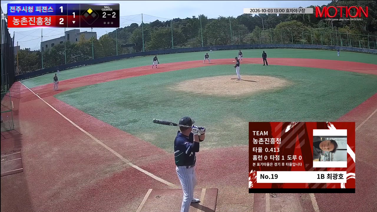 최광호(19번, 농촌진흥청) 1루타 클립 | vs 전주시청 피젼스 (Jeonju Pigeons) | 10/3 (효자야구장)