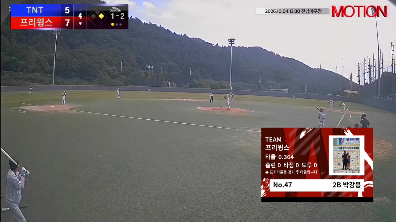 박강용(47번, 프리윙스) 1루타 클립 | vs TNT | 10/4 (전남야구장)