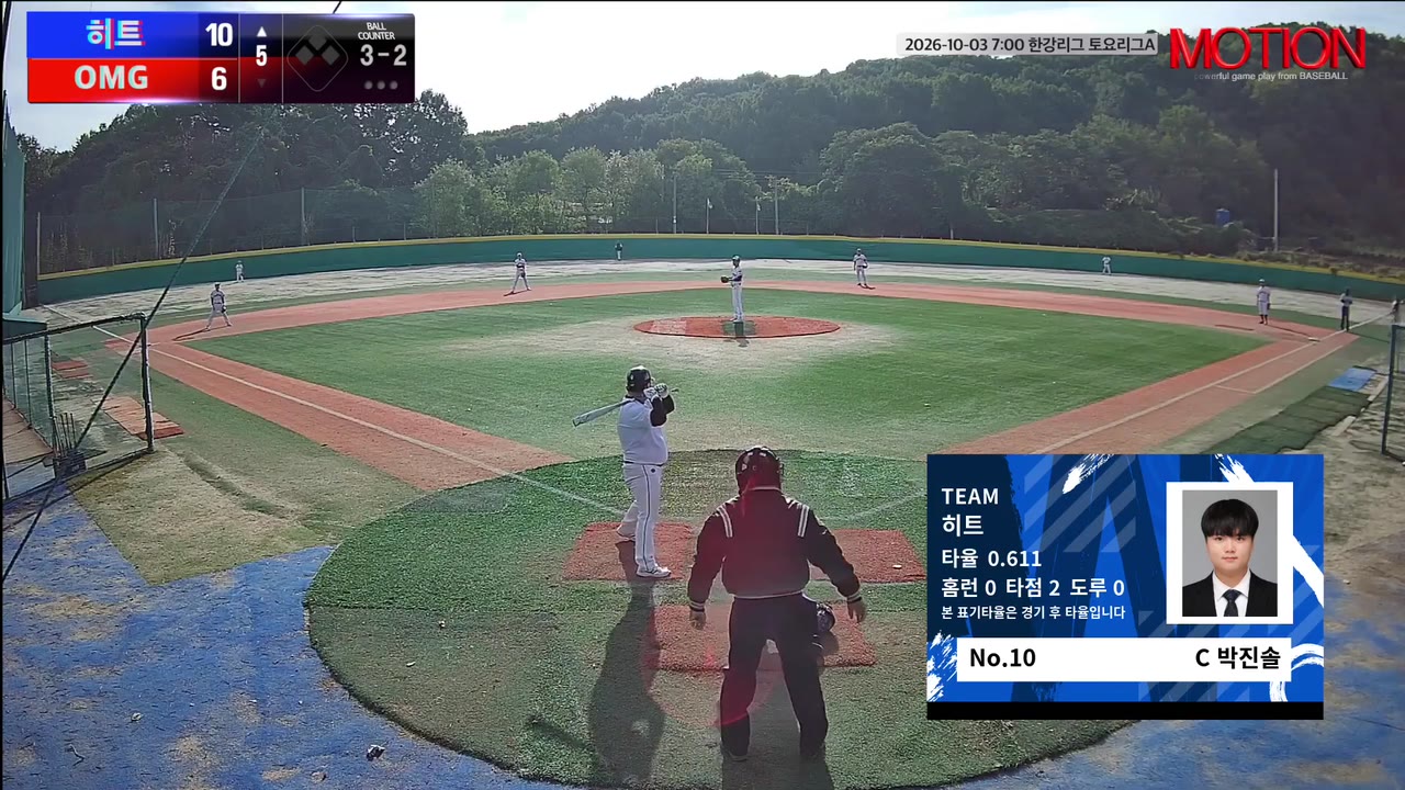 박진솔(10번, 히트) 볼넷 클립 | vs OMG | 10/3 (고촌 야구장)