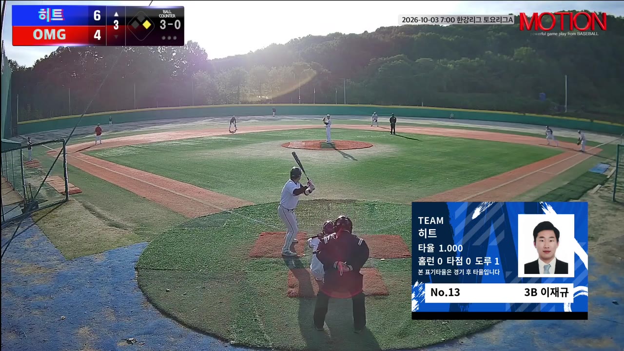 이재규(13번, 히트) 볼넷 클립 | vs OMG | 10/3 (고촌 야구장)