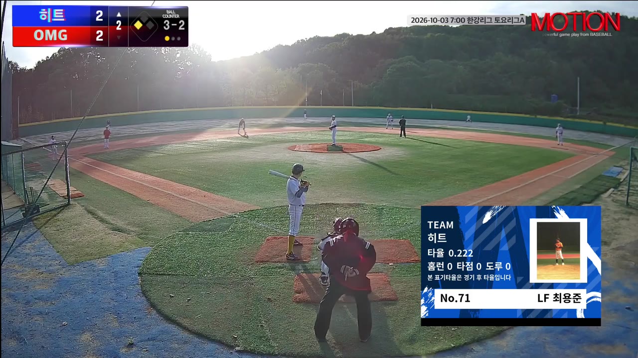 최용준(71번, 히트) 볼넷 클립 | vs OMG | 10/3 (고촌 야구장)
