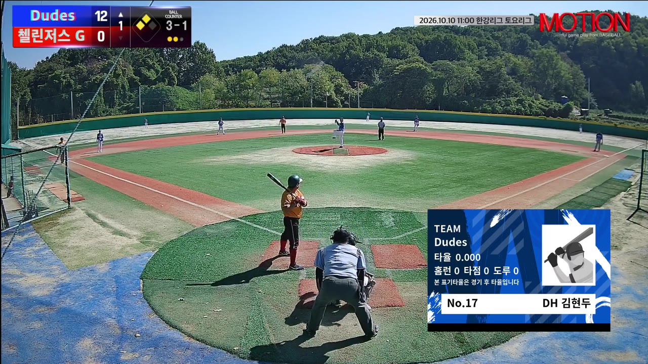 김현두(17번, Dudes) 볼넷 클립 | vs 첼린저스 G | 10/10 (고촌 야구장)