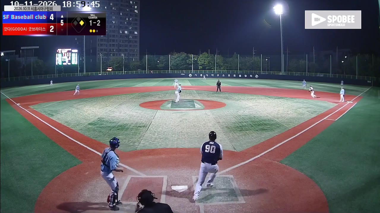 한사무엘(90번, SF Baseball club) 1루타 클립 | vs 갓다(GODDA)/굿브라더스 | 10/11 (소망야구장)