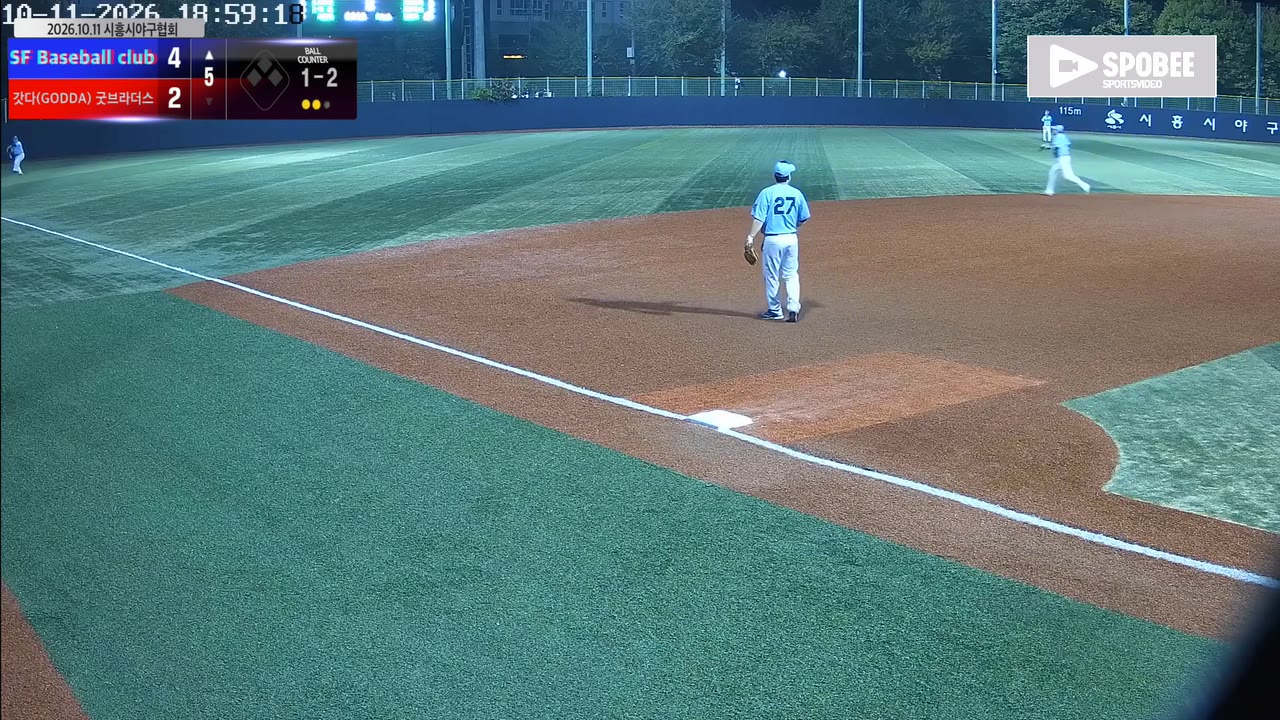 윤민진(75번, SF Baseball club) 1루타 클립 | vs 갓다(GODDA)/굿브라더스 | 10/11 (소망야구장)