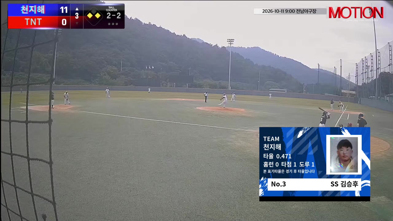 김승후(3번, 천지해) 실책 클립 | vs TNT | 10/11 (전남야구장)
