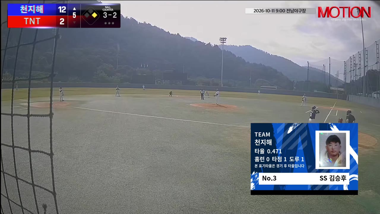 김승후(3번, 천지해) 볼넷 클립 | vs TNT | 10/11 (전남야구장)