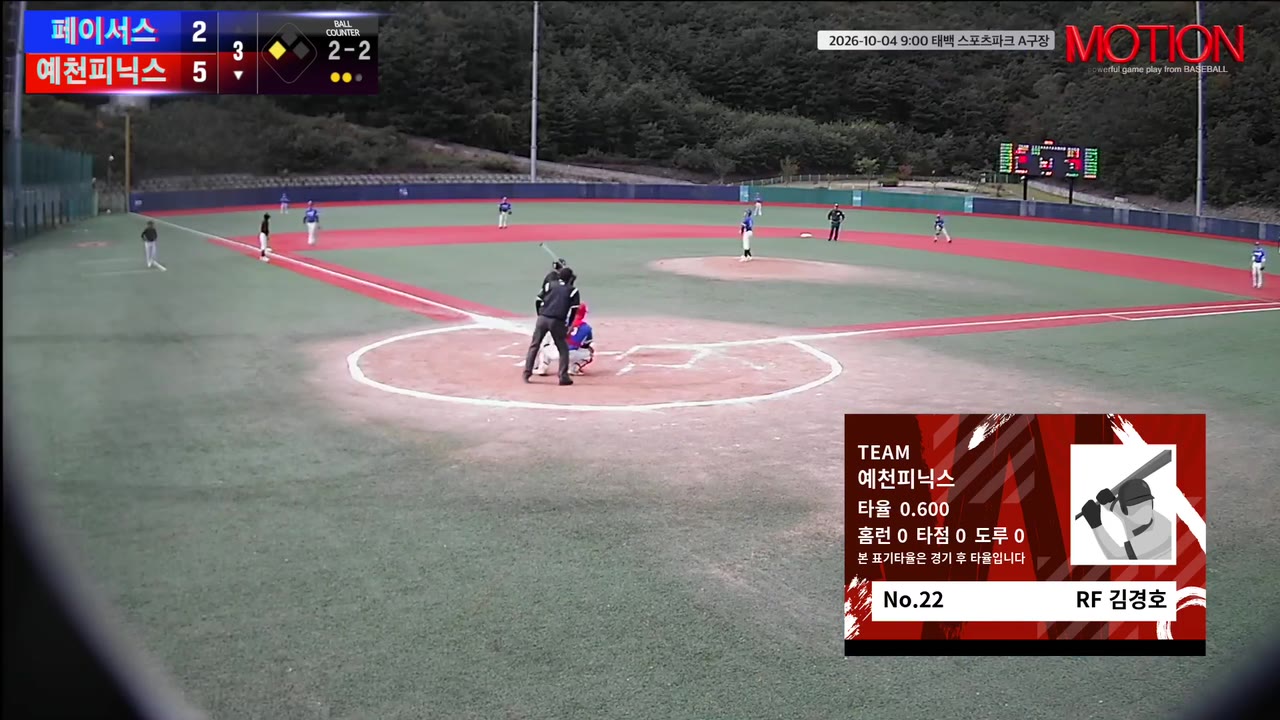 김경호(22번, 예천피닉스) 사구 클립 | vs 페이서스 | 10/4 (태백 스포츠파크 A구장)