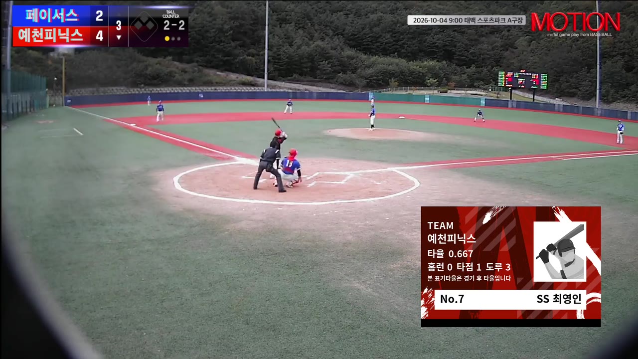 최영인(7번, 예천피닉스) 3루타 클립 | vs 페이서스 | 10/4 (태백 스포츠파크 A구장)