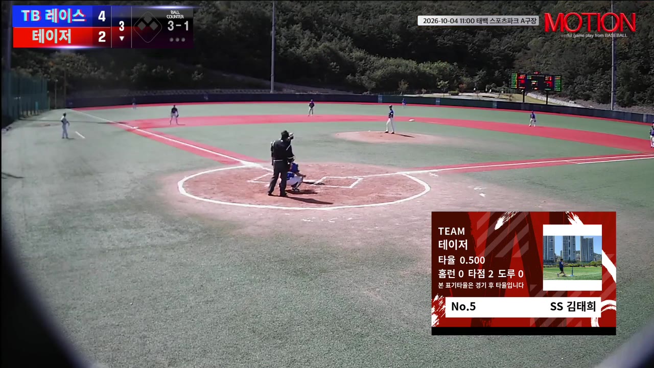 김태희(5번, 테이저) 볼넷 클립 | vs TB 레이스 | 10/4 (태백 스포츠파크 A구장)