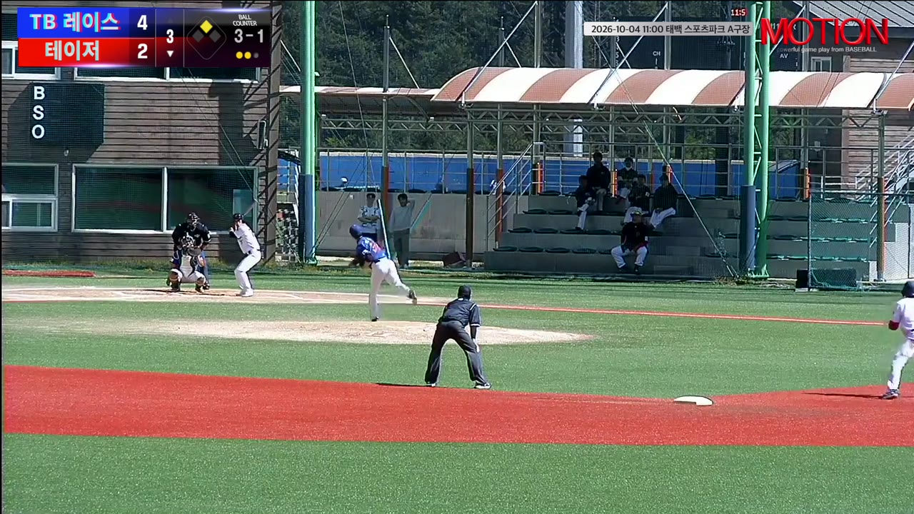 장용은(77번, 테이저) 1루타 클립 | vs TB 레이스 | 10/4 (태백 스포츠파크 A구장)