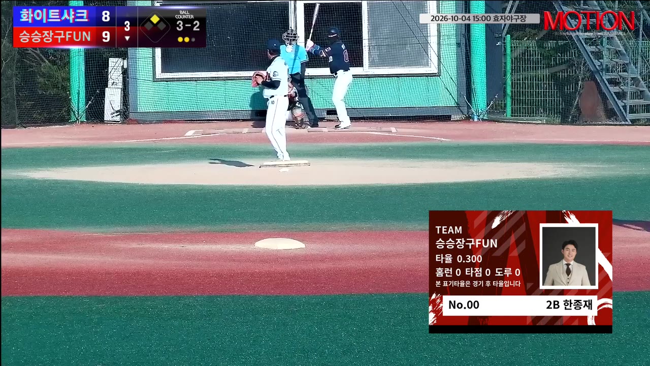한종재(0번, 승승장구FUN) 볼넷 클립 | vs 화이트샤크 | 10/4 (효자야구장)