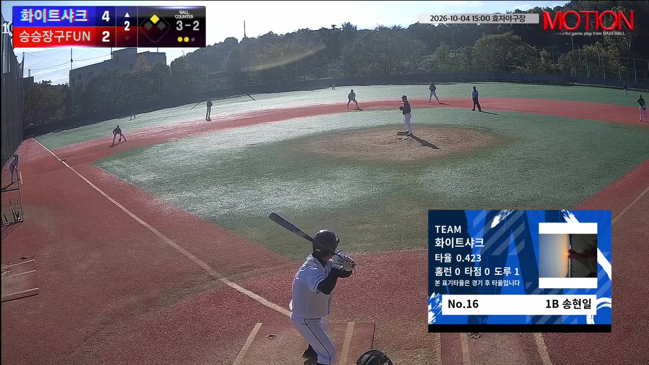 송현일(16번, 화이트샤크) 1루타 클립 | vs 승승장구FUN | 10/4 (효자야구장)