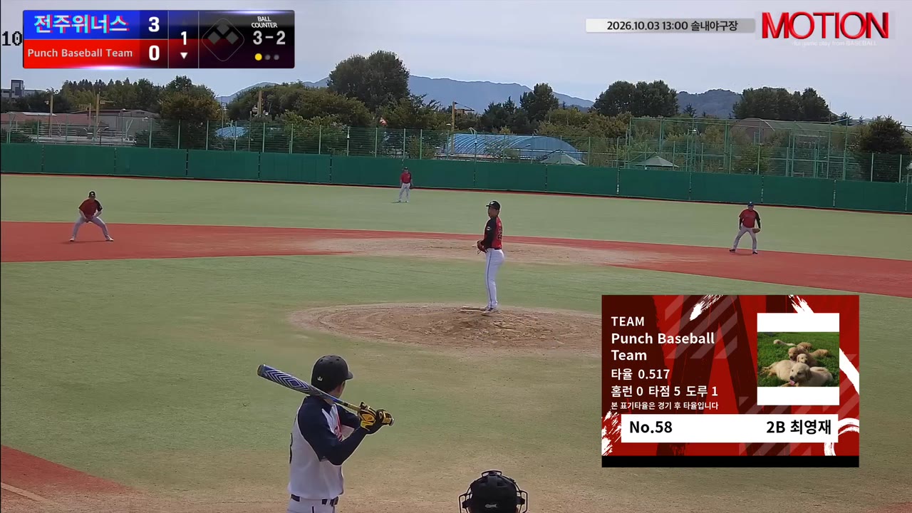 최영재(58번, Punch Baseball Team) 볼넷 클립 | vs 전주위너스 | 10/3 (솔내야구장)