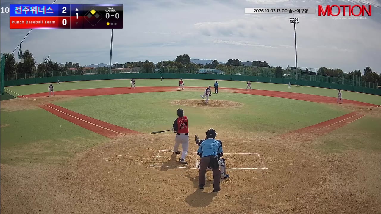 나성우(27번, 전주위너스) 1루타 클립 | vs Punch Baseball Team | 10/3 (솔내야구장)