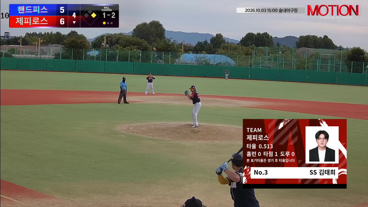 김태희(3번, 제피로스) 2루타 클립 | vs 핸드피스 | 10/3 (솔내야구장)